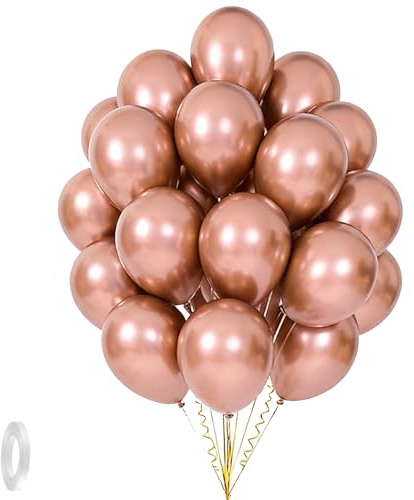 Gleemix 20 Stück Metallic Luftballons Rosegold, 10 Zoll Helium Ballons Rosegold Girlande, Luftballons Rosa Gold, Partyballon für Mädchen Geburtstag Hochzeit Valentinstag Jubiläum Babyparty Dekoration