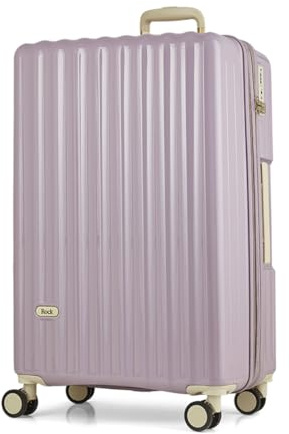 Rock Primrose Large 91L Hard Shell Suitcase - Purple | Expandable Up To 104L - 360 Swivel Wheels, TSA Lock - Lightweight 4.6kg - 76 x 47.5 x 25cm - Stylish Impact-Resistant Shell