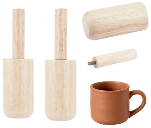 BENECREAT 2 Sätze Tassen Keramikformen, 5.9/6.3cmTassen-Töpferformen, Töpfertassen Formwerkzeug Holz Mit Griff Keramikformwerkzeug Für Die Herstellung von Keramiktassen Bechern Vasen Zum Selbermachen