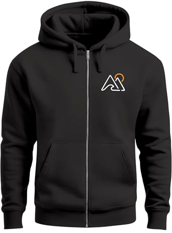 Neverless® Herren Sweatjacke mit Kapuze Mountain Logo Line Art Aufdruck Zipjacke Zip-Hoodie Männer Fashion Streetstyle
