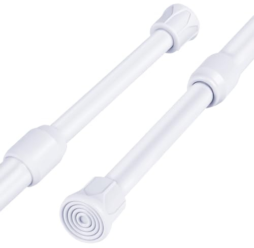 HOTUT 2 Pcs Tension Rod for Curtains, 40-70cm Net Curtain Rods Extendable, No Drilling Rustproof Adjustable Small Spring Tension Rods Extendable Cupboard Bars for Closet, Kitchen, Bathroom, Cupboard