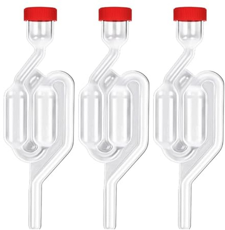 JYNXOR 3 PCS Gärröhrchen mit Deckel aus Kunststoff, Gärröhrchen Glas, Gärspund Gärröhrchen Gäraufsatz Transparent Gärung Airlock Wein-Rückschlagventil für Wein Bier Herstellung Sauerkraut Gären Kimchi