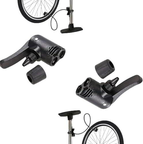 2 Stück Schwarz Pumpe Adapter Ventil, 3 in 1 Ersatz Dual Kopf Luftpumpe Adapter Ventil Fahrrad Fahrrad Fahrrad Reifen Schlauch Pumpe Adapter, Fahrrad Standpumpen
