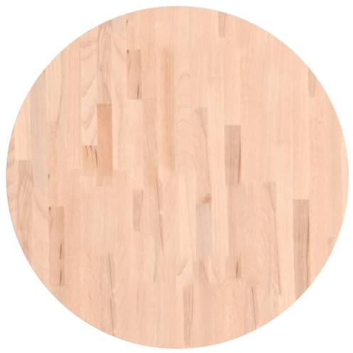Roanoer runde Tischplatte 70×1,5 cm aus massivem Buchenholz unbehandelt Modernes Design Robustheit und Langlebigkeit Couchtischplatte für Wohnzimmer Balkon Büro und mehr