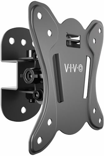 VIVO Compact TV Wall Mount for 13 to 32 inch Screens up to 55 lbs, Tilt and Swivel, Single Stud, Low Profile 3 inches from Wall, VESA 75x75 and 100x100, Black, MOUNT-TS132K