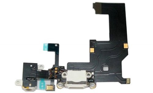 Sintech Puerto con Auriculares Jack y Cable Flexible de Acoplamiento Compatible con el iPhone 5 Negro