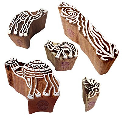 Schön Entwürfe Finger und Kamel Blöcke Drucken Holz Stempel (Set von 5)