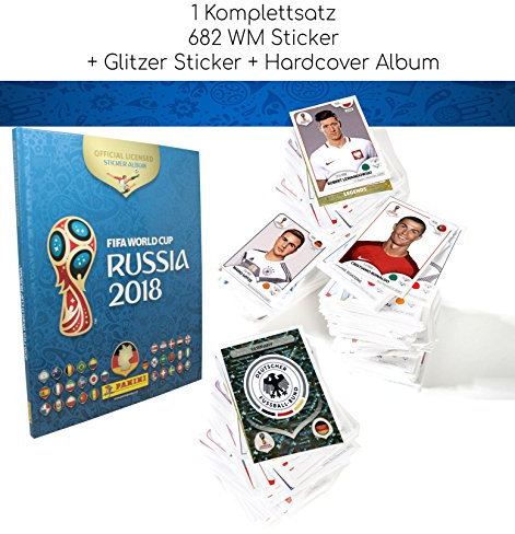 CAGO Unbekannt Panini WM 2018 Sticker - Komplettsatz + Glitzer + Hardcover Album (682 STK.)