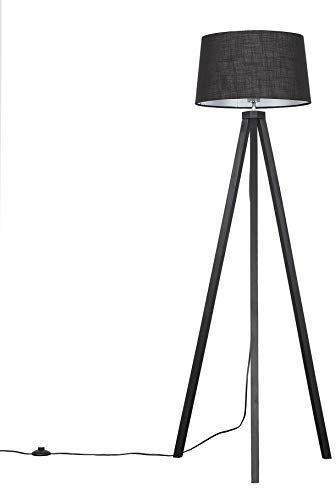 MiniSun | Modern Black Wood Tripod Floor Lamp with a Black Tapered Shade | Floor Lamps & Torchieres, Home Décor & Improvement Essential
