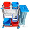 Wisch-Star Chrom Putzwagen Reinigungswagen mit Presse, 2X 17 Liter Eimer, 2X 12 Liter Eimer, Müllsackhalterung