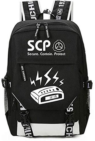 WANHONGYUE SCP Anime Cosplay Schultasche Rucksack Laptop Backpack mit USB-Ladeanschluss Schwarz / 9