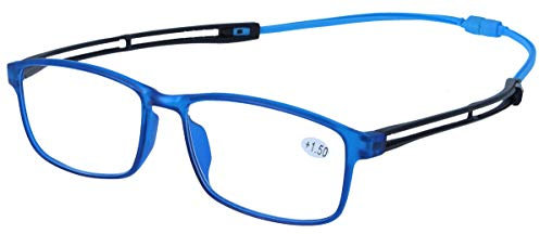 praktische Magnet-Lesebrille / -hilfe ROGER mit auszieh- und verbindbaren Bügelenden in blau +2,00 dpt