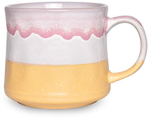 Bosmarlin Grande tasse à café en céramique, grande tasse à thé, 7 couleurs au choix, 620 ml, passe au lave-vaisselle et au micro-ondes, 1 pièce (jaune)