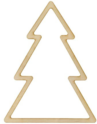 Holz Baum 40cm x 1cm x 3mm Natur Holzrahmen Tannenbaum aus natürlichem Holz Bambus Anhänger zum Basteln Makramee DIY Knoten Wickeln Traumfänger Floristik Wanddeko Fensterdeko