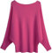 GXIN Maglia da Donna Fuori Spalla Manica a Pipistrello Pullover Sciolto Maglione Casual Top Maglione Oversize in Maglia Calda (Rosso Rosa)