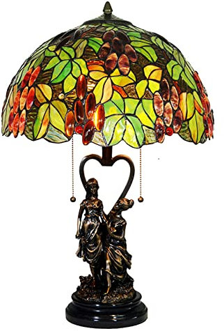 GAUUA Tiffany-Stil Weinrebe Orchidee Buntglas Tischlampenschirm Lesen Mädchen Dimmen Schreibtisch Lichtrahmen Kunst