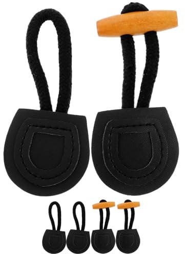 MAGICLULU 6 Paar Vintage Leder Horn Mantelknöpfe Leder Aufnähknebel Verschlussknopf Holzknebel Hornknopf Für Kleidung Mantel Jacke Pullover (Schwarz)