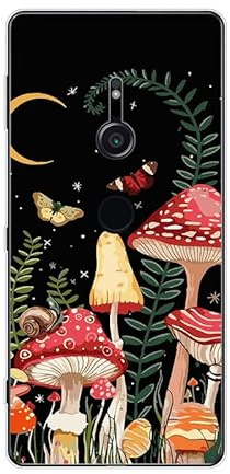 KARTXITAI Hülle Kompatibel mit Sony Xperia XZ2, Stoßfeste Schutzhülle mit Weiche Silikon Bumper Case Handyhülle Anti-Kratzt Transparent Rückseite - Pilz, Schmetterling, Mond