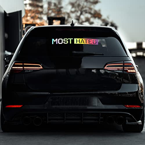 Auto Heckscheibenaufkleber Autoaufkleber Most Hated Tuningsticker (Most Hated 55cm Breite, Oilslick Silber)