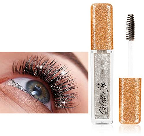 Allbestaye Bunt Wimperntusche, Glitter Augen Make-up für Extra Lange Wimpern, Verlängerung & Volumen, Wasserdicht, Langlebig, Natürlich in Grün, Schwarz, Blau, Weiß (Galaxy)