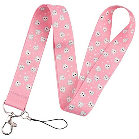 Hrippy Zahnarztzahnmuster Lanyard Netter Cartoon Halsriemen Persönlichkeit Praktischer Schlüsselbund -Abzeichen Für Id -kartenhalter