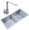PhIree Silver Kitchen Sin 33-Zoll Großes Doppelwaschbecken Aus Edelstahl Mit Wasserhahn Und Ablaufkomponenten Zum Einbau Oder Unterbau/Silver/85X45X22Cm