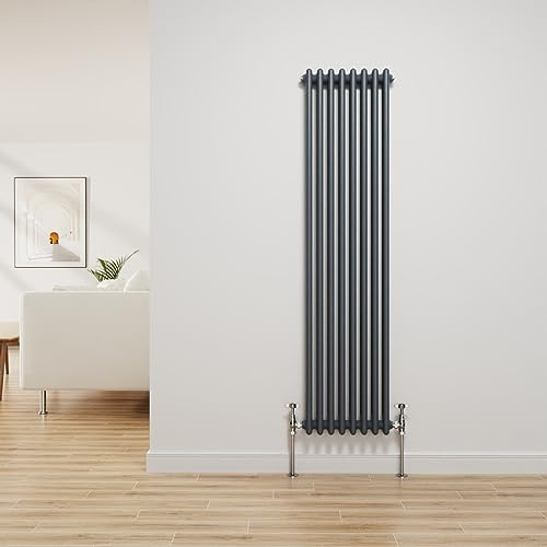 NRG Radiateur traditionnel en fonte anthracite 2 colonnes chauffage central vertical Radiateurs de salle de bain Radiateurs 1500 x 380 mm
