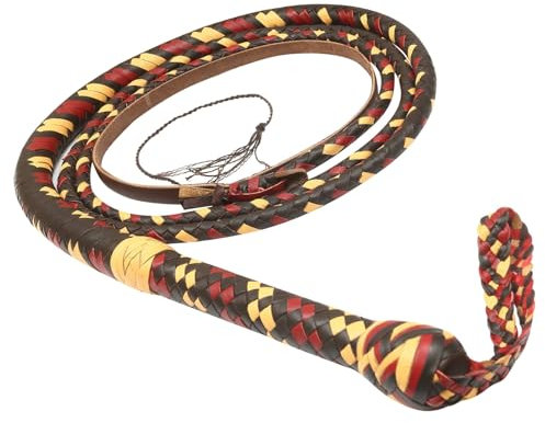 Generisch Fouet en cuir de taureau véritable multicolore de 3 à 8 pieds, fait à la main avec 12 brins (8FT ~ 244cm)