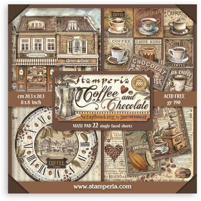 Scrapbooking Pad 22 sheets cm 20,3X20,3 (8X8) Single Face Coffee and Chocolate