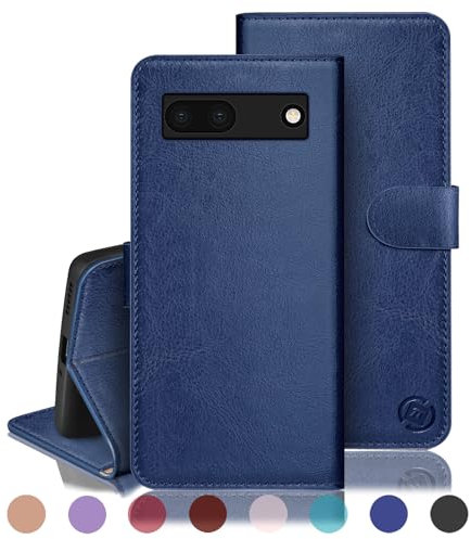 RingPi für Google Pixel 7A Handy Hülle PU Leder[RFID Schutz] Handyhülle Lederhülle Klapphülle Kartenfach Stoßfeste Schutzhülle Leather Flip Cover für Pixel 7A Wallet Phone Case,Blau
