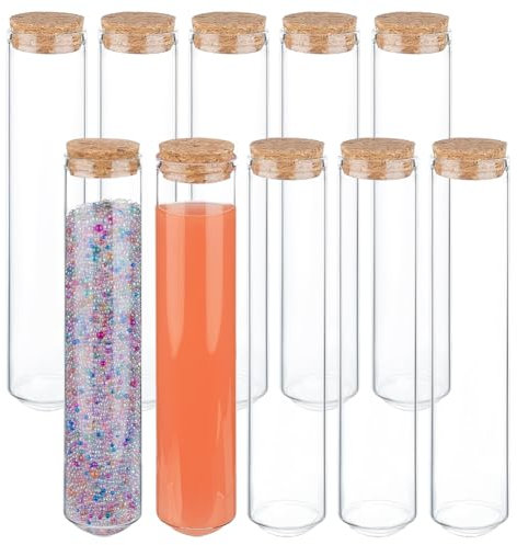 BENECREAT 10 Stück 80 ml Glas-Reagenzglas Mit Korken, 160x30mm Reagenzglas Mit Rundem Boden Zur Aufbewahrung von Flüssigkeiten, Getrocknete Blumendekoration, Laborbedarf, Gastgeschenke
