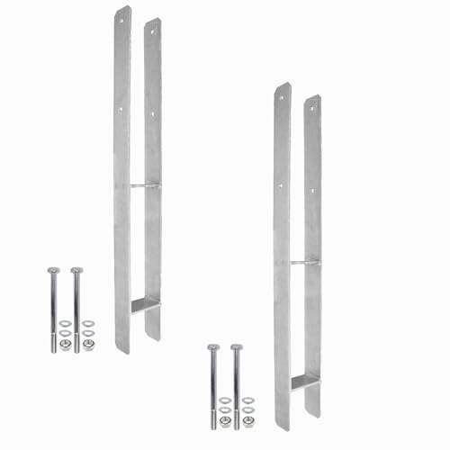 1 Set bestehend aus 2 H-Pfostenträger feuerverzinkt, extra lang, 6 mm / 800 mm für 120 mm Pfosten, inkl. Befestigungsset