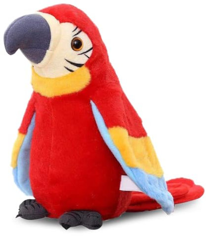 Meleager Loro Parlante con Grabación Interactiva, Juguete Loro Que Habla y Repite,Educación Interactiva para Niños, Loro Peluche Que Habla Adecuado como Regalo(Rojo)