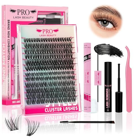 186Pcs DIY Wimpern extensions Kit 120Pcs individuelle Wimpern+66Pcs Cluster Wimpern mit Wimpern Bindung und Siegel Wimpernentferner Wimpernapplikator lash extension set (40D+Glisten-10-16mix Kit)