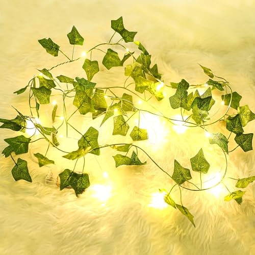 JOFONY LED Lichterkette Grüne Efeu,LED Lichterkette Künstliche Pflanze,2M 20LEDs Lichterkette Batterie,Lichterkette Frühling Deko für Festival,Party,Valentinstag Hochzeit