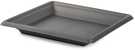 CABLEPELADO Plato Cuadrado para Macetas con Base de 13 cm - Bandeja Soporte 20x20 cm en Plástico Negro