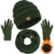 Wintermütze, Schal, Handschuhe, warme Fleece-Strick, Wintermütze, Touchscreen-Handschuhe, Halstuch-Set, Wintergeschenke für Unisex Erwachsene, Braunoliv, 5 1/8-7 7/8