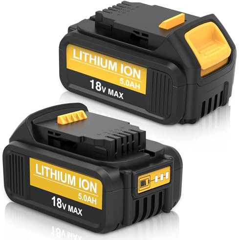 2 pièces Goodexo 5000mAh de Remplacement pour Dewalt Batterie 18V 5ah DCB184 DCB180 DCB181 DCB182 DCB200 DCB201 DCB204 pour Dewalt 18V Batterie avec indicateur LED