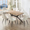 ANVOFONG Essgruppen Esstisch mit 6 beige Stühlen,140 x 80 x 76 cm Dunkelbraun Rechteckig Esstisch aus Holz mit Esszimmerstühle mit Skelettierte Rückenlehne,für Küche Esszimmer und Wohnzimmer