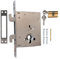 ATTAS Lucchetto a gancio doppio, 60 mm, per cancelli scorrevoli, serratura a incastro superiore/inferiore, dimensioni di montaggio 140 x 110 mm, per interni ed esterni, con cilindro di chiusura e