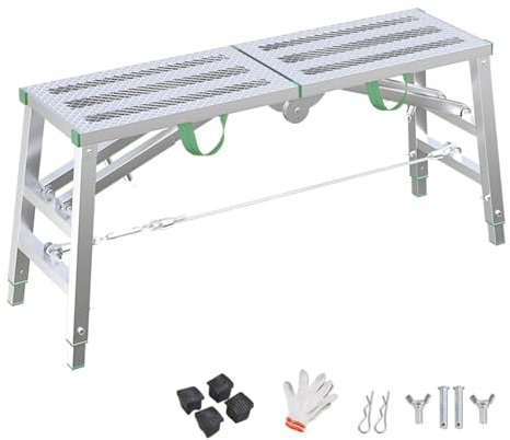 DIY Gerüst,Verstellbare Arbeitsplattform, Rutschfestes Netz-Arbeitsplattform-Set, 30 cm bis 40 cm breit, verstellbares tragbares Gerüst, verzinktes Stahlgerüst for Zuhause/Baustelle(L140cmxW30cm(55 1/