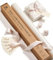 Vitalizart 43cm*5m Weißes Geschenkpapier Set, Perlglanz mit Helles Nacktes Geschenkband & Geschenkanhänger Recycelbar, Geschenkpapierrolle für Weihnachten Geburtstag Hochzeit Geschenk & Handarbeit
