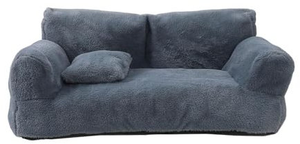 F Fityle Sofá Cama para Perros, sillón reclinable para Mascotas, Mueble Suave para Mascotas, Base Antideslizante con Funda extraíble, sofá para Perros, Gris Oscuro