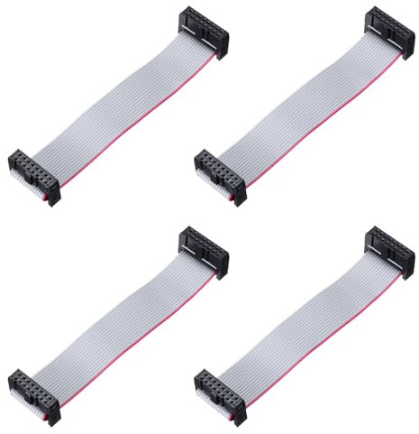 sourcing map 4 Pcs IDC Flat Ribbon Cable, 2.54mm Pitch 20mm Width 10cm Long 16 Pin FC to FC Flat Ribbon Connector Jumper Wire for PC, LED Displays