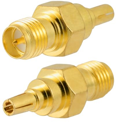 Vecys 2 Pezzi Adattatore RP SMA Femmina a CRC9 Maschio Adattatore Coassiale RF RP SMA a CRC9 da 50 Ohm Adattatore in Rame ad Alta Frequenza per GSM GPRS 3G 4G 5G Modulo Antenna Router Bluetooth