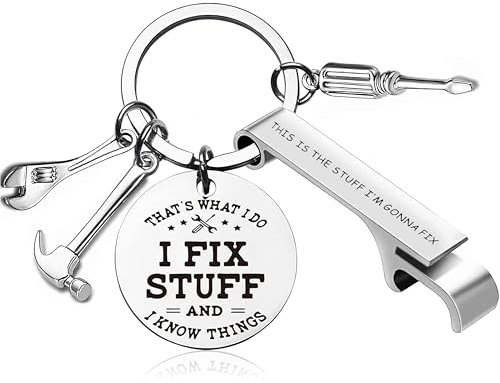 AmiCera Mens Keyring Gifts, Father's Day Dad Daddy Birthday Gifts Presents from Daughter Son, Unusual Funny Gifts Idea Men, Fathers Day Presents for Him, Keychain with Small Tool Kit & Bottle Opener