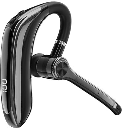 Wireless Bluetooth Hands Free Headset with Microphone Earpiece Headset with Mic Bluetooth Phone Earpiece Single Ear Headphones Ear Piece Work Headphones ENC Wireless Earbuds Hook Earphones for Driving