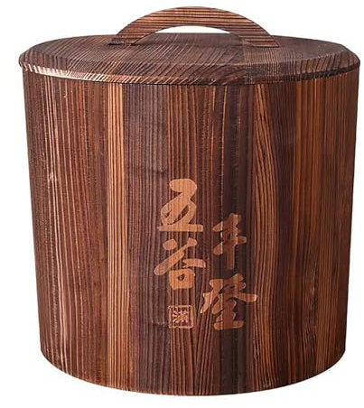 BYJSJY Grain Rice Bucket, Wood Food Dispensers Rice Cylinder, Household Sealed Storage Tank, Rice Storage Containe, Suitable For Flour, Sugar, Cereal, Coffee, Rice(15KG)