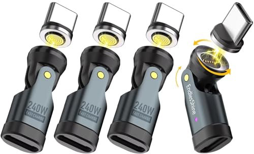 EndlesShine Adattatore Magnetico USB C 240W [4 Confezioni], Può Contenere Tutti I Cavi Di Tipo C In Cavo Magnetico USB C, 90/180/360 Gradi Rotazione, 5A Quick Charge Data Transfer Per Phone MacBook