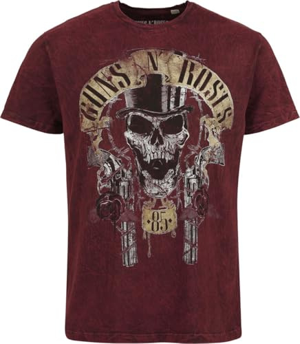 Guns N' Roses Chapeau Haut De Forme Homme T-Shirt Manches Courtes Rouge L